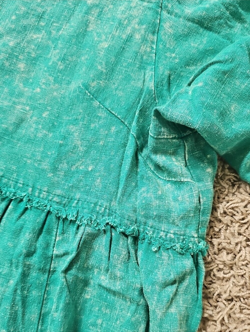 NWT Umgee Taking It Easy Babydoll Dress Green Acid Wash Large Mini - Picture 5 of 10